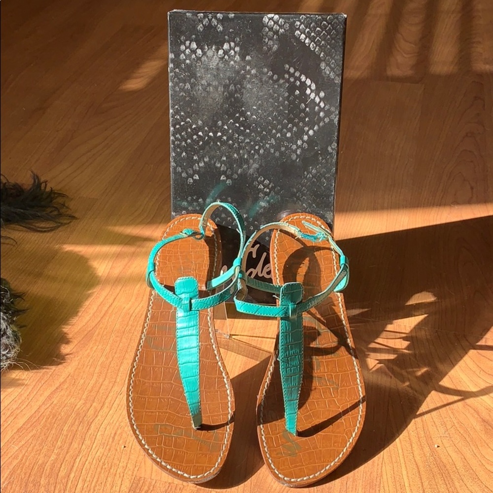 Sam Edelman Turquoise Lacquer Gigi Thong Sandals